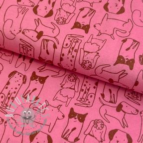 Tessuto di cotone FLANNEL Dogs pink
