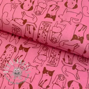 Tessuto di cotone FLANNEL Dogs pink
