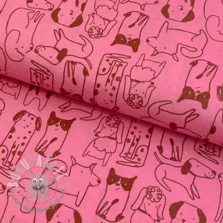 Tessuto di cotone FLANNEL Dogs pink