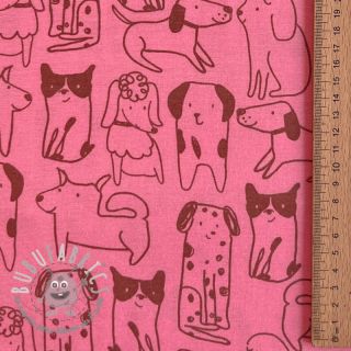 Tessuto di cotone FLANNEL Dogs pink