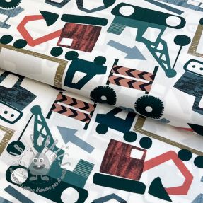 Tessuto di cotone Vehicles off white digital print