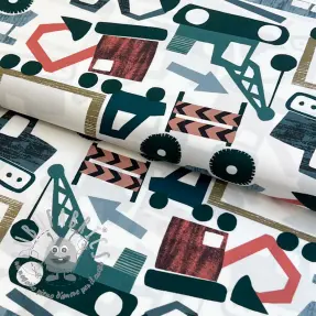 Tessuto di cotone Vehicles off white digital print