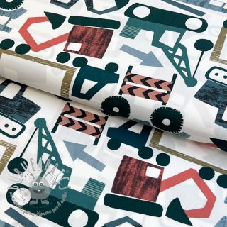 Tessuto di cotone Vehicles off white digital print