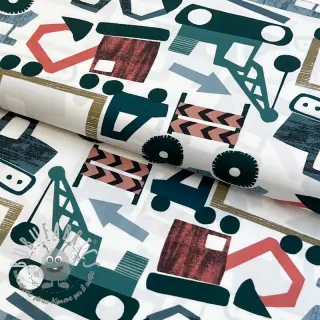 Tessuto di cotone Vehicles off white digital print