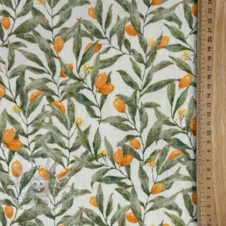 Mussola/Doppia garza Leaves off white digital print