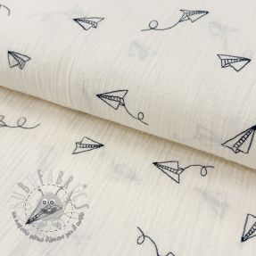 Mussola/Doppia garza EMBROIDERY Paper plane natural