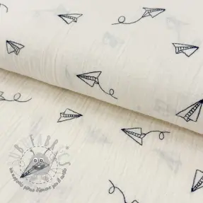Mussola/Doppia garza EMBROIDERY Paper plane natural