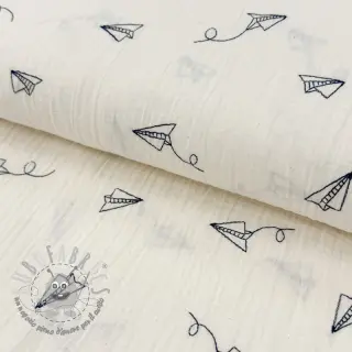 Mussola/Doppia garza EMBROIDERY Paper plane natural