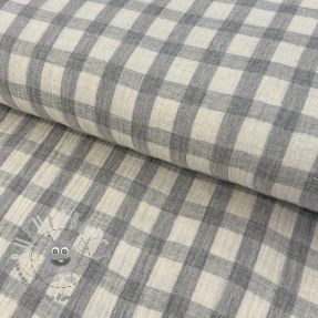 Mussola/Doppia garza LINEN YARN DYED Checks grey natural