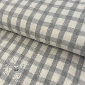Mussola/Doppia garza LINEN YARN DYED Checks grey natural