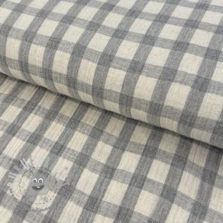 Mussola/Doppia garza LINEN YARN DYED Checks grey natural