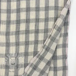 Mussola/Doppia garza LINEN YARN DYED Checks grey natural