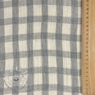 Mussola/Doppia garza LINEN YARN DYED Checks grey natural
