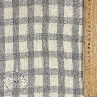 Mussola/Doppia garza LINEN YARN DYED Checks grey natural