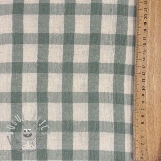 Mussola/Doppia garza LINEN YARN DYED Checks sage natural