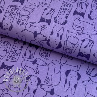 Tessuto di cotone FLANNEL Dogs purple