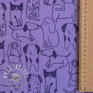 Tessuto di cotone FLANNEL Dogs purple