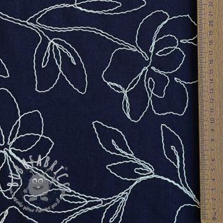 Viscosa con lino EMBROIDERY Flower Danielle navy