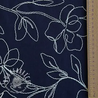 Viscosa con lino EMBROIDERY Flower Danielle navy