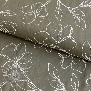 Viscosa con lino EMBROIDERY Flower Danielle pickle