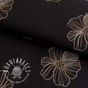 Viscosa con lino EMBROIDERY Flower Maya black