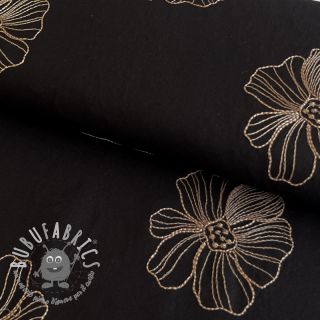 Viscosa con lino EMBROIDERY Flower Maya black