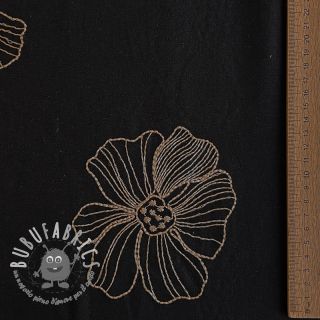 Viscosa con lino EMBROIDERY Flower Maya black