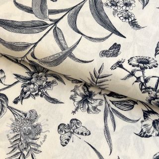 Viscosa con lino Floweria navy