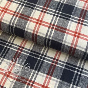 Tessuto di cotone YARN DYED CHECK BRUSHED navy brick