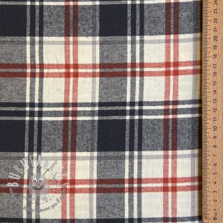 Tessuto di cotone YARN DYED CHECK BRUSHED navy brick