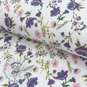 Cotone a nido d'ape Flowers white digital print