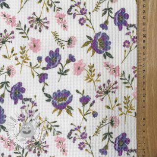 Cotone a nido d'ape Flowers white digital print