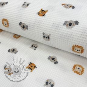 Cotone a nido d'ape Animals white digital print