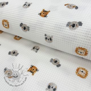 Cotone a nido d'ape Animals white digital print