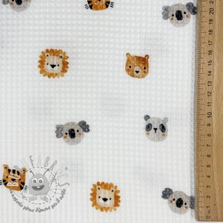 Cotone a nido d'ape Animals white digital print
