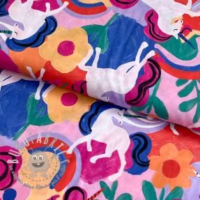 Tessuto di cotone Unicorns multi digital print