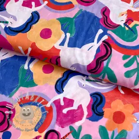 Tessuto di cotone Unicorns multi digital print
