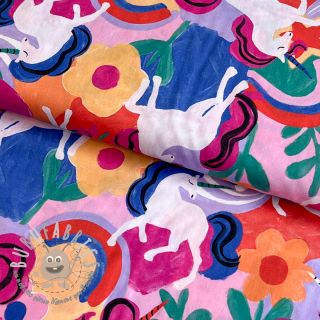 Tessuto di cotone Unicorns multi digital print