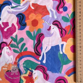 Tessuto di cotone Unicorns multi digital print