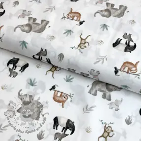 Tessuto di cotone Safari off white digital print