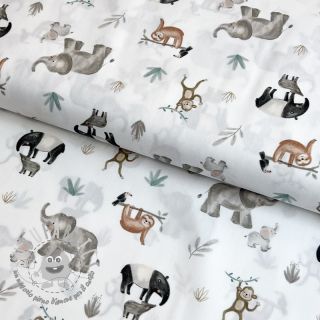 Tessuto di cotone Safari off white digital print