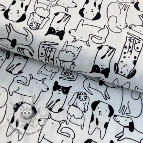 Tessuto di cotone FLANNEL Dogs off white