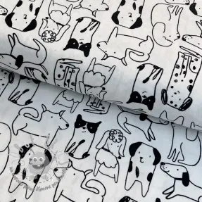 Tessuto di cotone FLANNEL Dogs off white