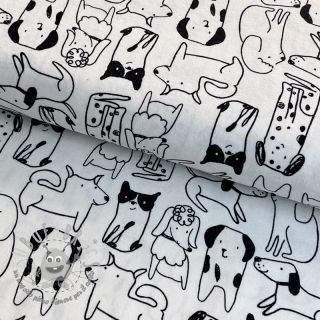 Tessuto di cotone FLANNEL Dogs off white