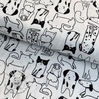Tessuto di cotone FLANNEL Dogs off white