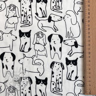 Tessuto di cotone FLANNEL Dogs off white