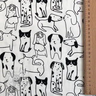 Tessuto di cotone FLANNEL Dogs off white