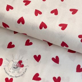 Tessuto di cotone FLANNEL Hearts off white