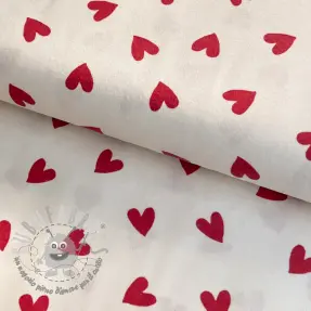 Tessuto di cotone FLANNEL Hearts off white