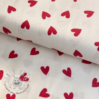 Tessuto di cotone FLANNEL Hearts off white